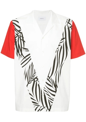 Ports V colour block and leaf print shirt - White