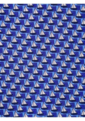 Zegna sailboat-print silk tie - Blue