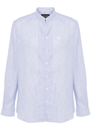 Emporio Armani logo-embroidered striped shirt - Blue