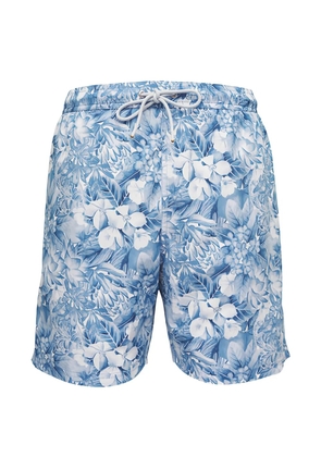 Paul & Shark floral-print drawstring swim shorts - Blue