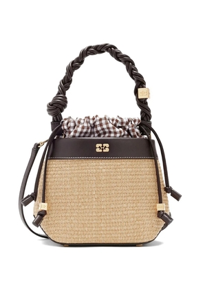 GANNI Bou raffia bucket bag - Neutrals