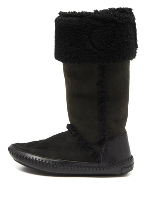 Tory Burch pre-owned shearling-trim suede boots - Black