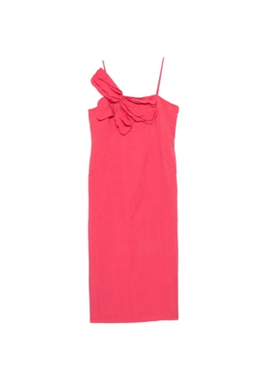 Blumarine ruffled-appliqué spaghetti-strap midi dress - Pink