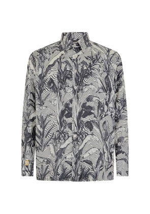 Billionaire palm-print silk shirt - Grey