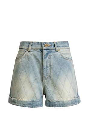 Balmain topstitched denim shorts - Blue