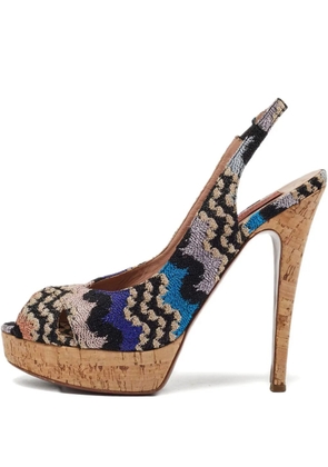 Missoni Pre-Owned 135mm zigzag knit platform sandals - Brown