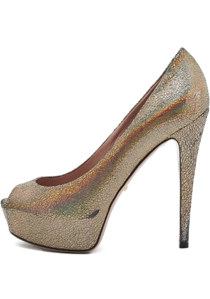 Gucci Pre-Owned 140mm platform peep-toe pumps - Gold