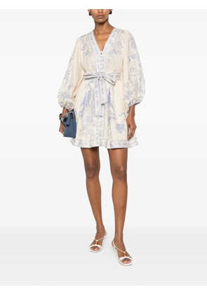ZIMMERMANN Indra floral-print mini dress - Neutrals