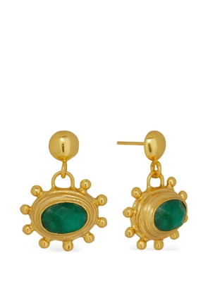 Ottoman Hands emerald Zand drop earrings - Gold