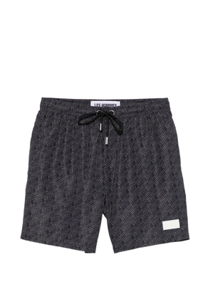Les Hommes Urban geometric-print swim shorts - Black