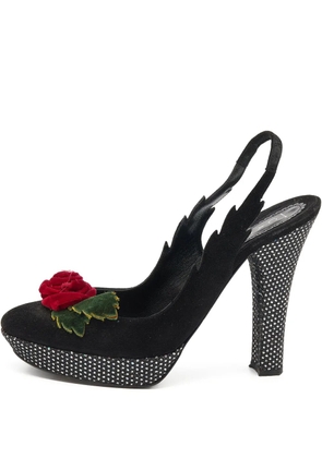 Casadei Vintage Pre-owned 125mm Rose-detail pumps - Black