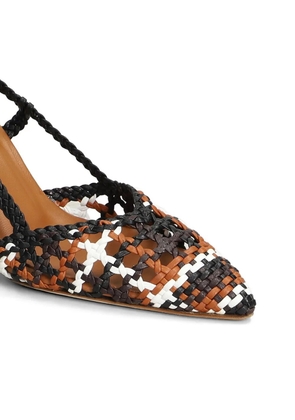 L Arianna woven leather slingback pumps - Brown
