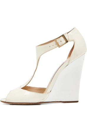 Jimmy Choo Pre-Owned leather wedge sandals - White
