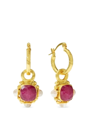 Ottoman Hands Esther ruby pearl drop earrings - Gold