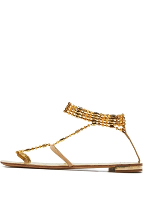 Giuseppe Zanotti Vintage pre-owned leather beaded sandals - Gold