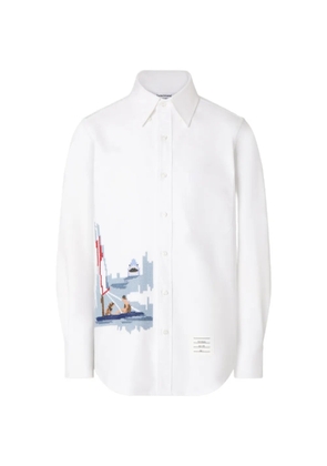 Thom Browne 4-Bar scenic-intarsia Oxford shirt - White