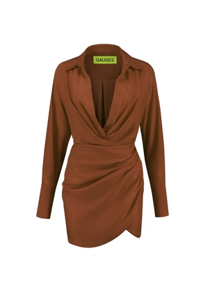 GAUGE81 Naha asymmetric mini dress - Brown