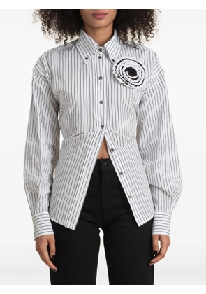 Contessa Mills Helix striped rosette-detail shirt - White
