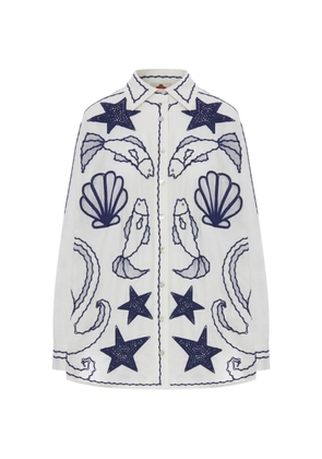 FARM Rio embroidered linen shirt - White