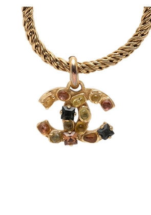 CHANEL Pre-Owned 2001 CC Gold Plated Gripoix Pendant Necklace costume necklace