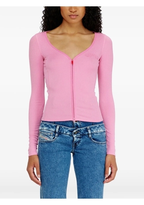 Diesel zip-up ribbed-knit cardigan - Pink