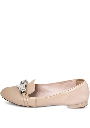 Miu Miu Pre-Owned 2024 crystal-embellished ballet flats - Neutrals
