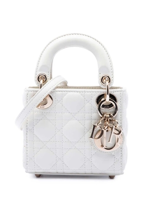 Christian Dior Pre-Owned 2022 Micro Lambskin Cannage Lady Dior satchel - White