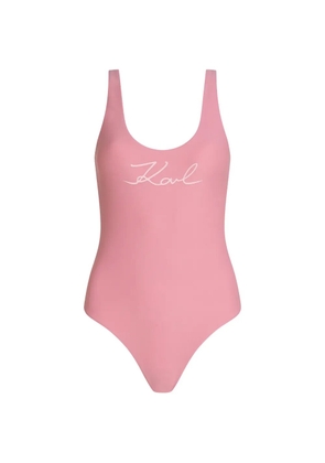 Karl Lagerfeld logo-print swimsuit - Pink
