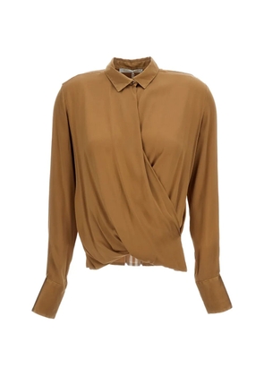 Q-WINS wrap-style long-sleeve shirt - Brown