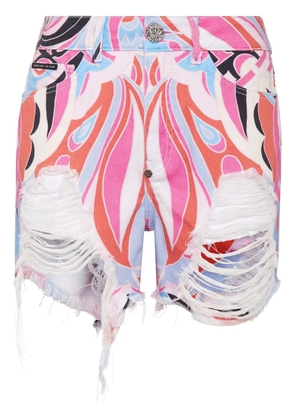 Philipp Plein Colorful Circus ripped mini shorts - White
