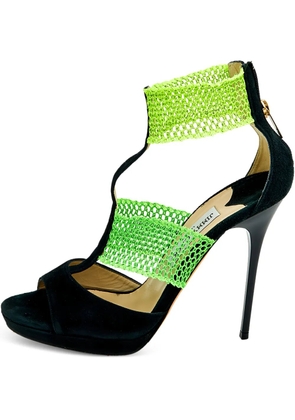 Jimmy Choo Pre-Owned 120mm suede panelled sandals - Black