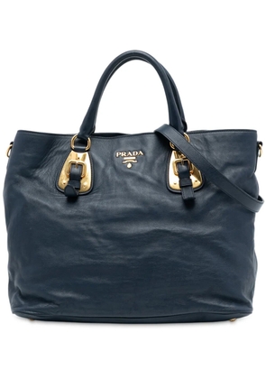 Prada Pre-Owned 2013-2025 Soft Calfskin Open Convertible Shopping Tote satchel - Blue