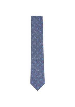 Zegna paisley-embroidered chambray tie - Blue
