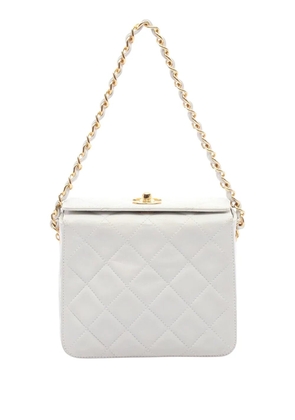 CHANEL Pre-Owned 1996-1997 CC Quilted Lambskin Turnlock Vanity Bag handbag - White