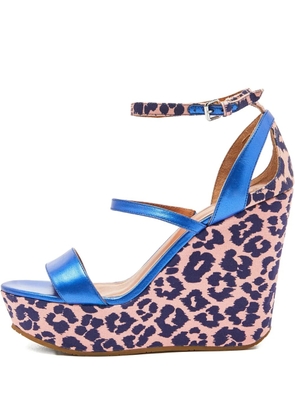 Marc Jacobs Vintage leather leopard wedge sandals - Blue