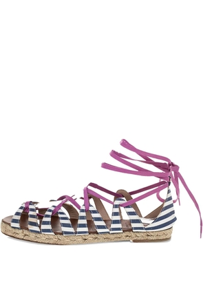 Christian Louboutin Pre-Owned striped lace-up espadrille sandals - Blue