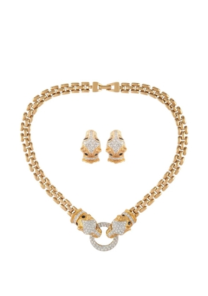 Susan Caplan Vintage 1980s panther motif necklace and clip-on earrings set - Gold
