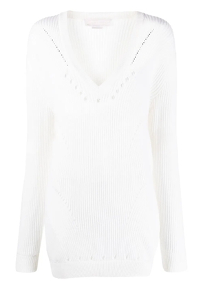 Genny V-neck wool jumper - White