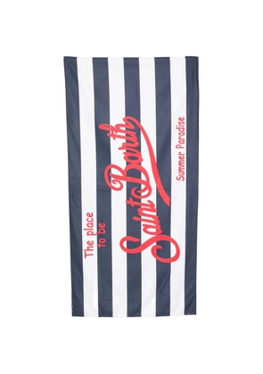 MC2 Saint Barth Aidan striped logo-print beach towel - Blue
