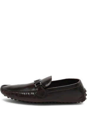 Louis Vuitton Pre-Owned leather logo loafers - Brown