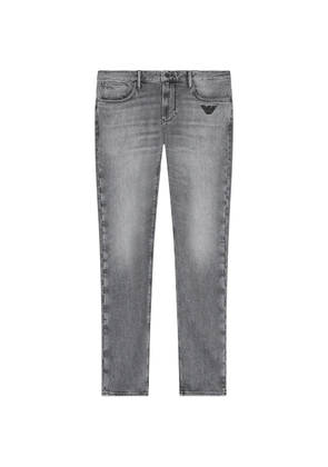 Emporio Armani J06 logo-embroidered slim-fit jeans - Grey