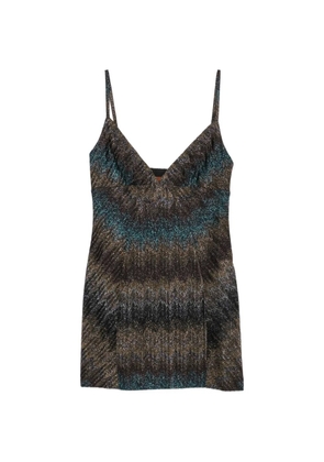 Missoni zigzag-knit V-neck mini dress - Black