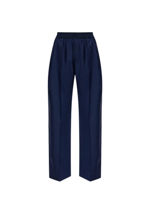Kenzo logo-embroidered pleated wool trousers - Blue