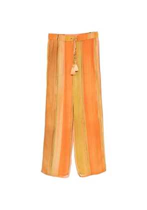 Água de Coco striped tassel-detail trousers - Orange