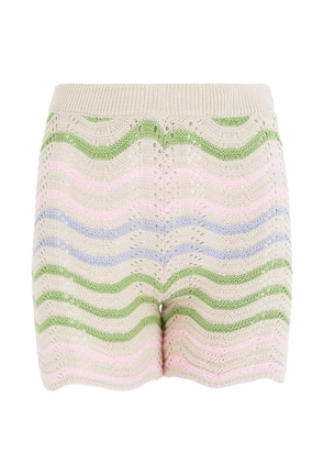 Agua Bendita Caloryn wave-knit pointelle-knit shorts - Multicolour