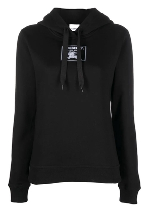 Burberry logo-patch pullover hoodie - Black