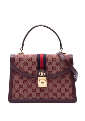 Gucci Pre-Owned 2016-2026 Small GG Canvas Web Ophidia Top Handle Flap satchel - Red