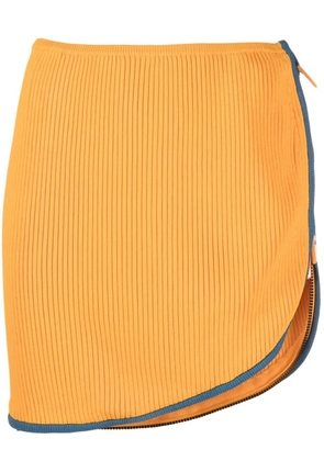 Diesel ribbed-knit asymmetric mini skirt - Orange