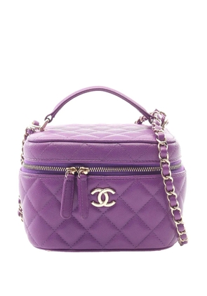 CHANEL Pre-Owned 2021-2026 Mini CC Quilted Caviar Top Handle Case vanity bag - Purple