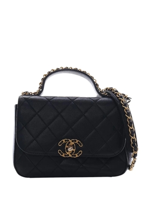 CHANEL Pre-Owned 2019 Small Quilted Lambskin Chain Infinity Top Handle Bag satchel - Black